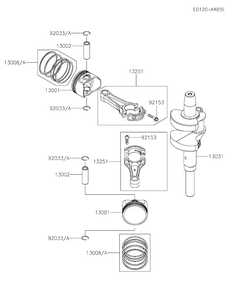 Fx801v-Gs15 Piston And Crankshaft Diagram and Parts List for FX801V-GS15  Cub Cadet Engine